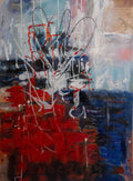 Original oil painting by Raquel Roysdon with red, white, and blue colors